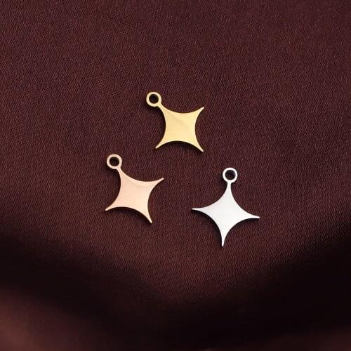 Stainless Steel Four-Pointed Star Charms Blank For Engrave Rose Gold/Gold/Silver Color Metal Star Charms Mirror Polished 20pcs