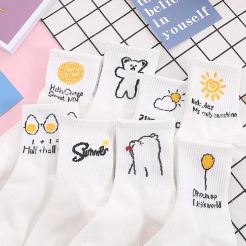 Jeseca New Fashion Designer Women Long Socks Funny Anime Breathable Cotton Underwear Kawaii Girl Student Summer Sport Long Socks