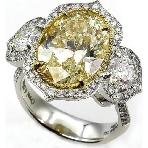 New Big Stone Golden Yellow Egg Rings Female Vintage Retro Luxury Yellow Gold Plating Ring for Women Ladies Gift