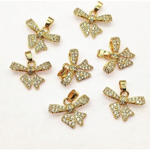 New arrival! 19x19mm 30pcs Cubic Zirconia Bow Charm for Handmade Necklace Earring Making DIY Parts,Jewelry Findings & Components