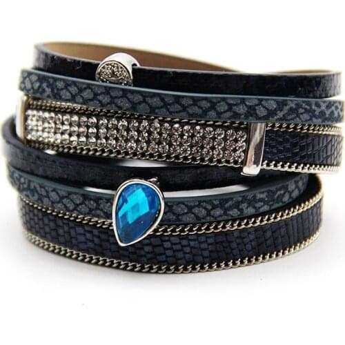 ZG 2018 NEW Arrive Leather bracelet for women in2 colors with water drop charm Latest bracelet jewelry for women