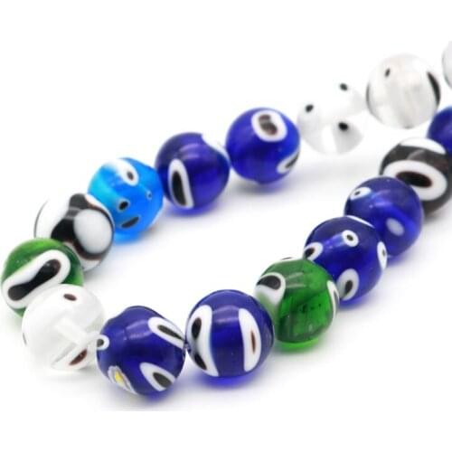 Simple Pattern Jewelry Beads 11mm 30pcs Round Shape Lampwork Decoration Beads for Handmade Bracelet Pendant Necklace Accessories