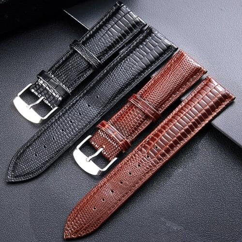 Genuine Leather Watchbands 24mm 22mm 20mm 19mm 18mm 16mm 14mm 12mm Lizard Texture Watch Strap Buckle Watch Band
