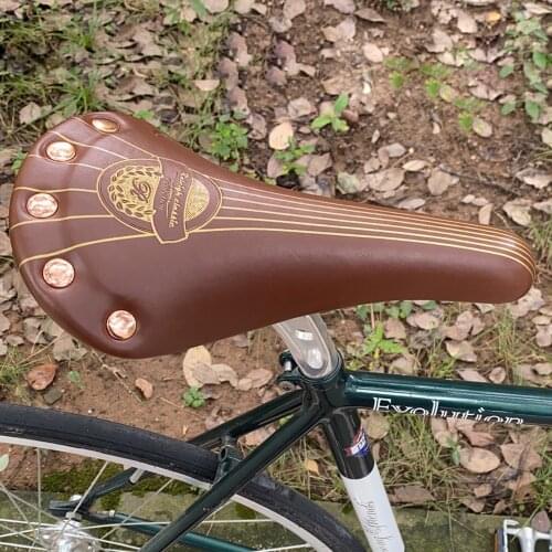Taiwan DDK New Road bike Retro Imitation Leather Brown Bicycle Saddle Seat for Men Women Tour bikes saddle