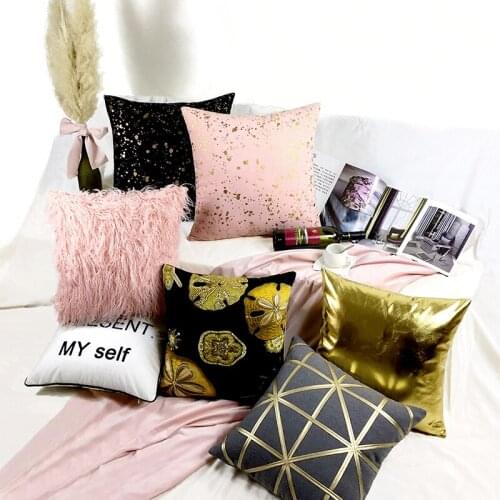 Nordic Bronzing Geometric Cushion Case Sofa Lumbar Office Recliner Chairs For Bedroom Lounge Body Pillow Home Decoration