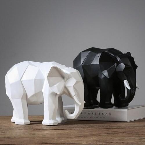 ELEPHANT RESIN STATUE ABSTRACT FIGURINE HOME DECOR STATUE GEOMETRIC ELEPHANT ANIMAL SCULPTURE HOME DECORATION MODERN/ACCESSORIES