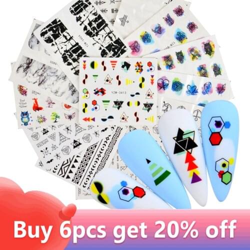 Geometry Animal Nail Stickers Spring Seasons Decals Foils Water Transfer Sliders For Nails Art Decorations Manicure