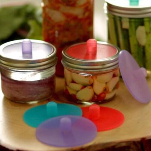 86MM Food Silicone Cover Cap Waterless Airlock Fermentation Lid With Metal Ring For Wide Mouth Reusable Reusable Lids Kitchen