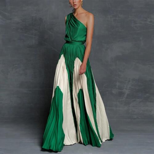 Summer Stitching contrast dress Elegant long Dress Women Fashion sleeveless dress women vestidos Sexy Backless Maxi Boho dresses