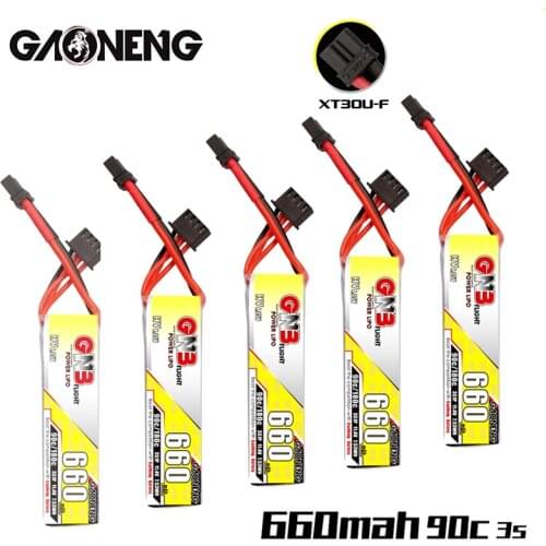 1-5Pcs Gaoneng GNB 11.4V 660mAh 3S HV Lipo Rechargeable Battery 90C/180C XT30U-F Plug for FPV Racing Drone 4 Axis UAV RC Drone