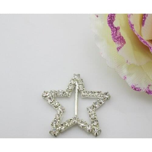 10pcs D Style silver star rhinestone buckle