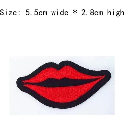 10pcs Lips embroidery patch Free shipping for left chest 5.5cm wide badges iron on sew on for DIY clothing/red patch