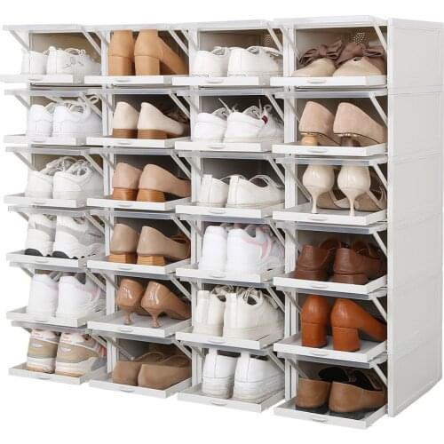 2pcs/Set Drawer Type Shoe Box Thickened Transparent Foldable Shoe Storage Box Save Space Plastic Shoe Organizers Rack Cabinet