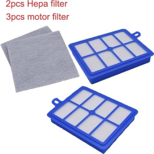 2x H12 H13 Hepa Filter + 3pcs Motor Filters Replacements for Philips Vacuum Cleaner Parts High Quality