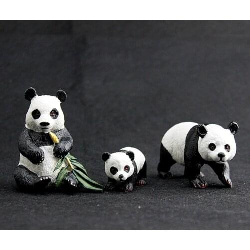 3pcs/set Simulation Animal Model of Panda Family Action Figure Decoration Cartoon Animal Toys Collection Children Birthday Gift