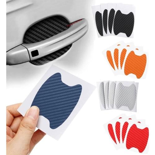 4Pcs/set Car Door handle Stickers Carbon Fiber anti-scratch Cover car Handle protective film Exterior Styling Accessories