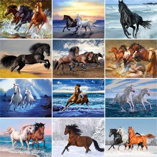 5D Diamond Painting Horse Full Round Diamond Embroidery Animals Picture Diy Mosaic Rhinestone Cross Stitch Home Decoration