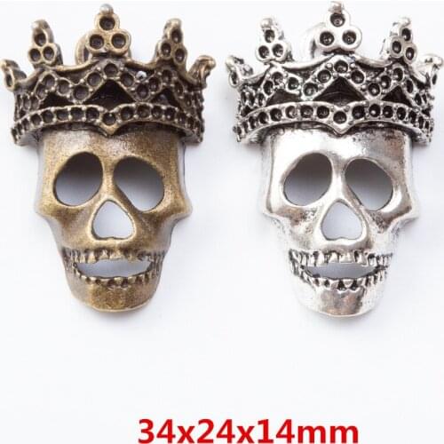 6 pieces of retro metal zinc alloy Skull pendant for DIY handmade jewelry necklace making 7151