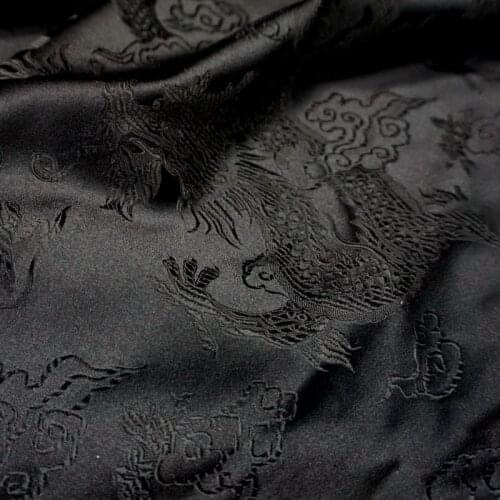 75cmx 100cm Metallic Jacquard Brocade Fabric, black dragon pattern 3D jacquard yarn dyed fabric for Womens Coat Dress Skirt