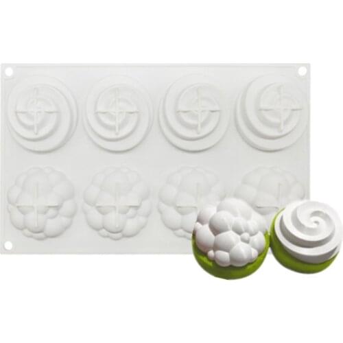 8 Cavity Spiral Chocolate Brownie Mousse Mould Muffin Pastry French Dessert Tray Cloud Silicone Cake Mold Baking Tool