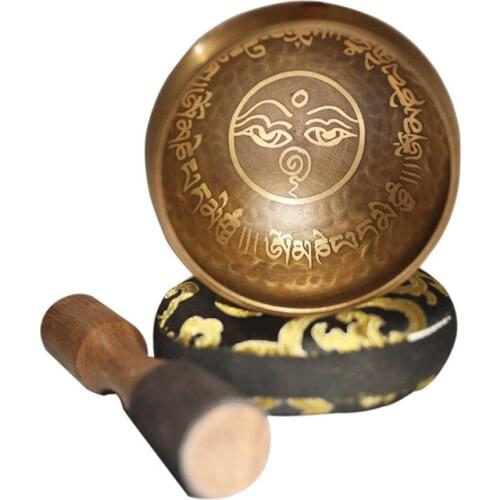 9cm Buddha Eye Buddhism Tibetan Bowl Brass Nepal Singing Bowls Buddhist Meditation Yoga Singing Bowl Sanskrit Brass Singing Bowl