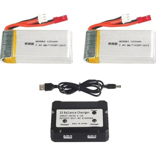 Battery with Balance charger For Yi zhang X6 H16 MJX X10 RC Drone quadcopter spare parts 2S 7.4V 1200mAh 803063 Lipo battery JST