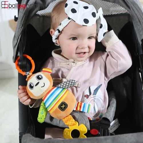BalleenShiny 5 colors Plush Infant Toys Creative Baby Toys Baby Stroller Hanging Bell Animal Handbells Rattles Soft Comfortable