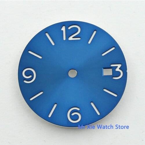 Bliger 29.2mm Automatic Men Blue Sterile Watch Dial fit MINGZHU 2813 MIYOTA 8215 Date Window