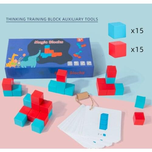 Wooden Blocks Toys Tetris Cube Blocks Space thinking training blocks auxiliary tools Montessori Education Toy for Children