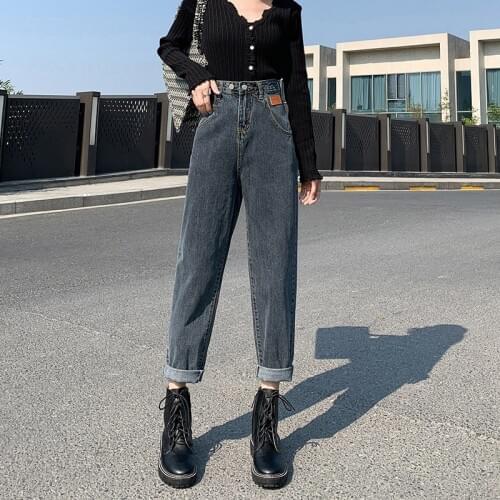 Jeans Women High-waist Straight Loose Ankle-length Denim Trousers Ladies Vintage Casual All-match Street-wear Ulzzang Fashion
