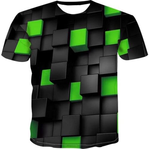 Male Short Sleeve Slim Fit Tops Tees t Mens Geometric 3D Three-dimensional Pattern Digital Printing T-shirt Summer T-shir