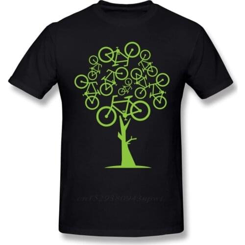 Artistic Picture Green Bicycle Tree T Shirt For Men Slim Fit Swag Plus Size Tee Camiseta Christmas Gift Tshirt Cotton Fabric