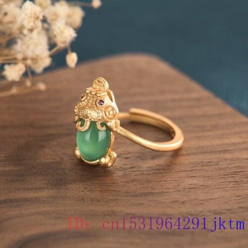 Green Jade Dragon turtle Ring 925 Silver Men Amulet Crystal Women Fashion Chalcedony Natural Zircon Gemstone Charm Gifts
