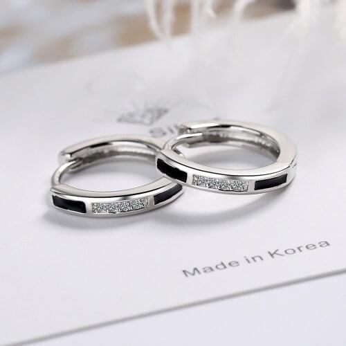 925 Sterling Silver Zircon Circle Stud Earrings For Women Girls Wedding Party Jewelry Pendientes eh389