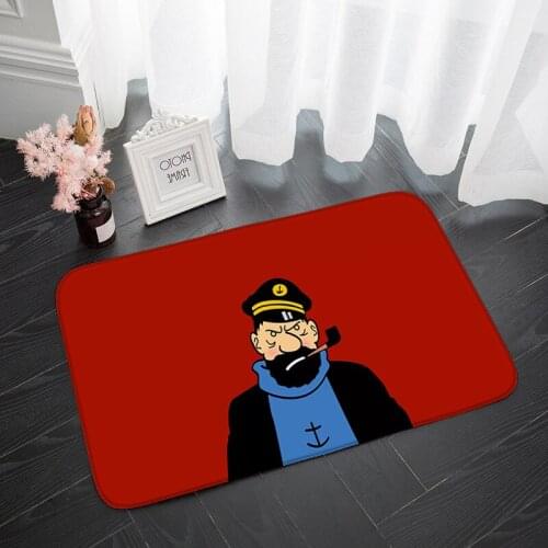 Cartoon Tintin Adventure Car Horse House Carpet Nostalgic Living Room Bathtub Rug Kitchen Entrance Anti-slip Floor Mat Doormat