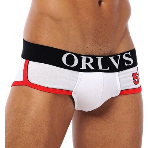 ORLVS Brand 50PC/LOT Wholesale Comfortable Underwear Sexy Men Briefs Breathable Men Panties Cotton Quick Dry Mesh Men Briefs