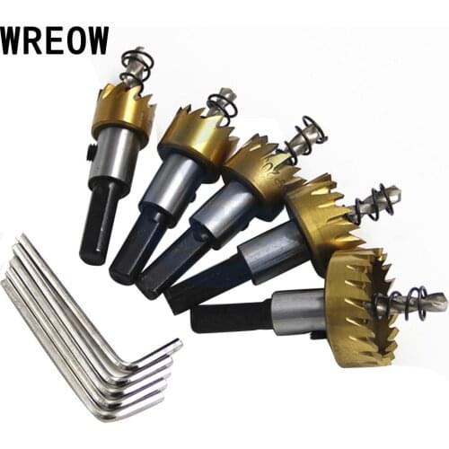 5Pcs Carbide Tip HSS Drill Bit Saw Set Metal Wood Drilling Hole saw Cutter Tool for Installing Lock Aluminum 16/18.5/20/25/30mm