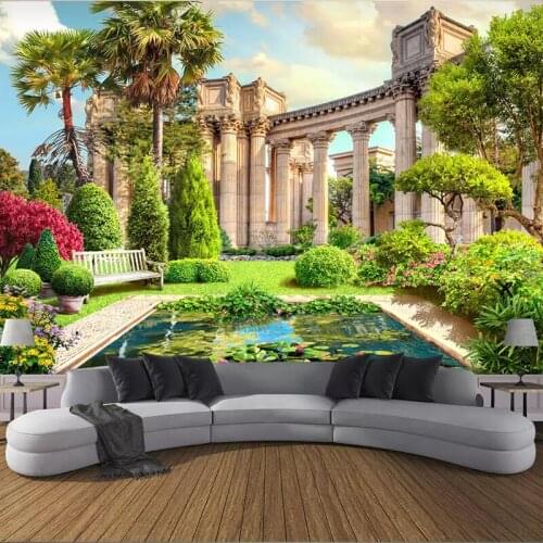 Custom Wall Wall Cloth Home Decor Roman Column Garden Landscape Large Mural Photo Wallpaper Wall Cover Papel De Parede 3D