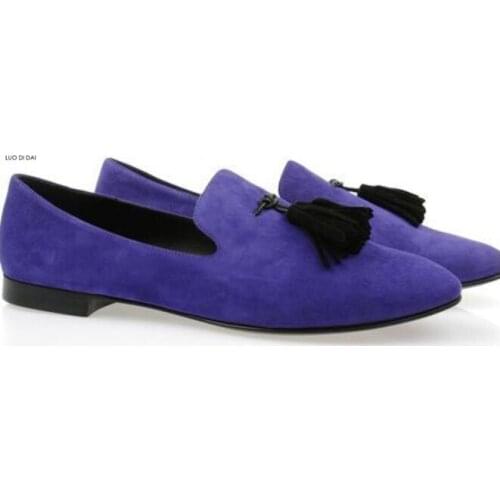 2019 New fashion men dress shoes men party shoes male tassel flats fringe loafers slip on Smoking shoes wedding flats