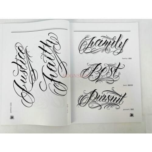 Tattoo equipment manuscript books Weird coffee tattoos Chicano flower body English alphabet font practical teaching calligraphy