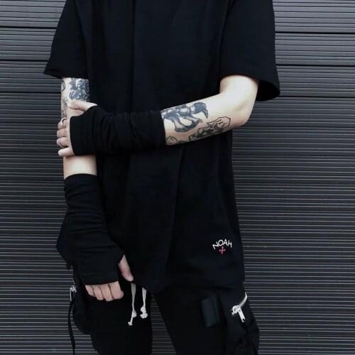 Black Punk Gothic Unisex Fingerless Gloves Elbow Length Mittens 2020 Cool Stretch Arm Warmer Ninja Sport Outdoor Cuff Women Men