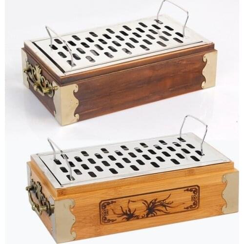 Portable charcoal bbq grills table barbecue grill bamboo/wood box mini bbq grill bar household outdoor stove 036
