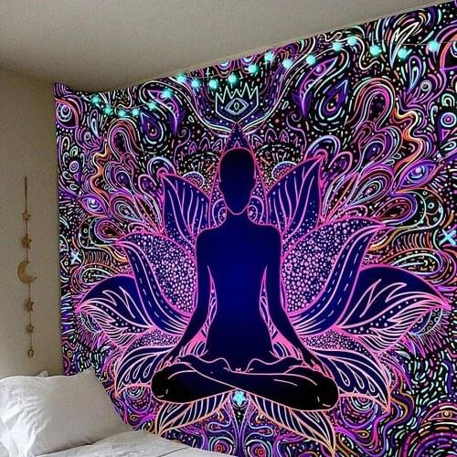 Psychedelic Lotus Pattern Wall Hanging Tapestry Attractive Living Room Decoration Polyester Material Wall Art Carpet T236