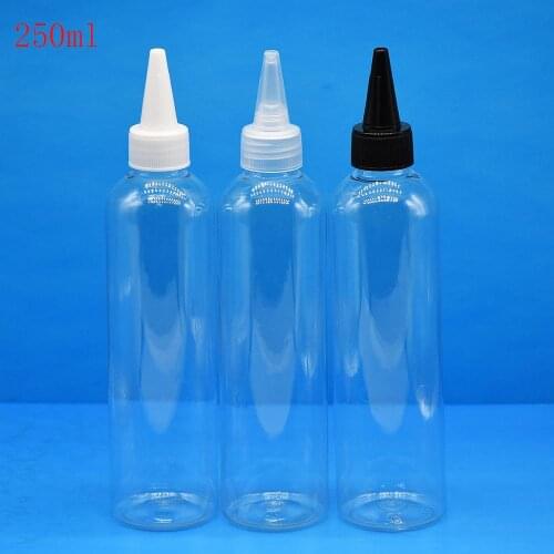 5pcs/lot 250ml Empty Plastic Dropper Bottle,Refillable Bottle for Eliquid,Hair Gel,PET Jar with Twist off Cap ,Clear Bottle