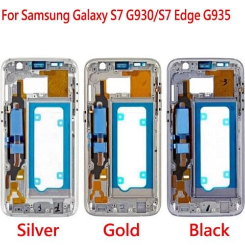 10 Pcs New S7 Edge / S7 Mid Frame For Samsung Galaxy G930F G935F Metal Mid Plate Frame Housing Chassis With Small Parts