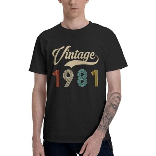 Retro Vintage 1981 40th Birthday T-shirt Men Harajuku T Shirt Short Sleeve 100% Cotton Classic 40 Year Old Tshirt Urban Tees Top