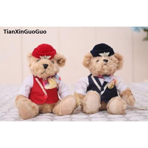 Flight attendant units silk scarf bear cartoon teddy bear plush toy about 22cm soft doll birthday gift b0715