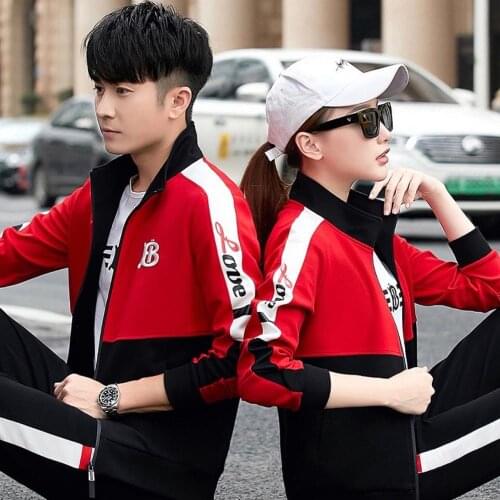 KE Couple sportswear suit red sport set 2021 spring new sports tracksuit man woman male female fashion large size big cotton