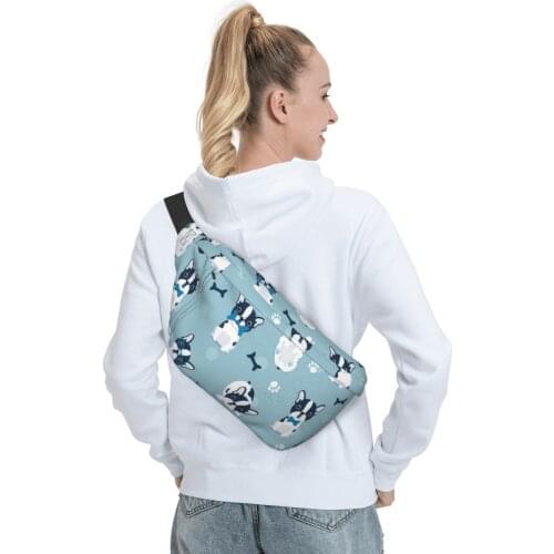 NOISYDESIGNS Women Bag French Bulldog Print Shoulder Sling Bag Designer Fanny Pack Messenger Crossbody Trend Travel Chest Bag