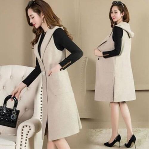 Spring, Autumn and Winter Coat Womens Coat Hooded Long Vest Loose Overcoat